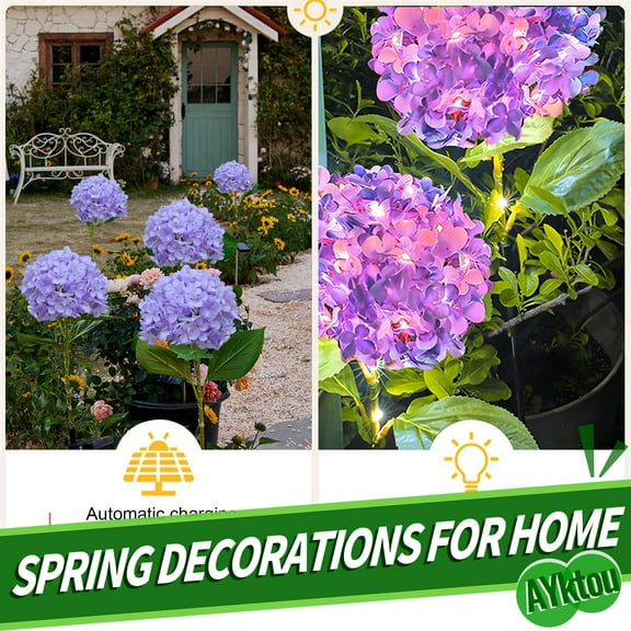 AYktou Solar Garden Lights-80cm/31.5" Bigger Hydrangea Flowers Lights,4 Colors Hydrangea Solar Powered Light,Waterproof Outside Lights with Solar Panel for Outdoor Patio Yard Garden Decoration