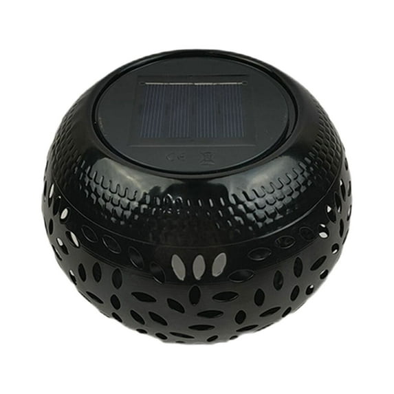 AYktou Solar Table Lantern Outdoor Waterproof - Hollowed-Out Flickering Flame LED Light Garden Lamp Round Pot Warm Solar Table Lights Gifts for Women Mom Desk Patio Garden Yard Lighting, Black