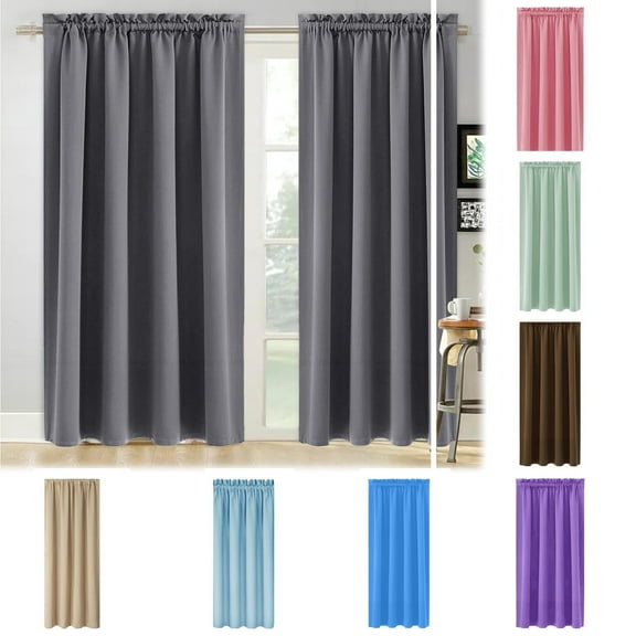 AYktou Solid Color Blackout Curtains for Bedroom, 38×45 Inch Thermal Insulated Darkening Curtains with Rod Hole, Energy Saving Light-Blocking Drapes for Living Room Balcony Home Decoration, Gray