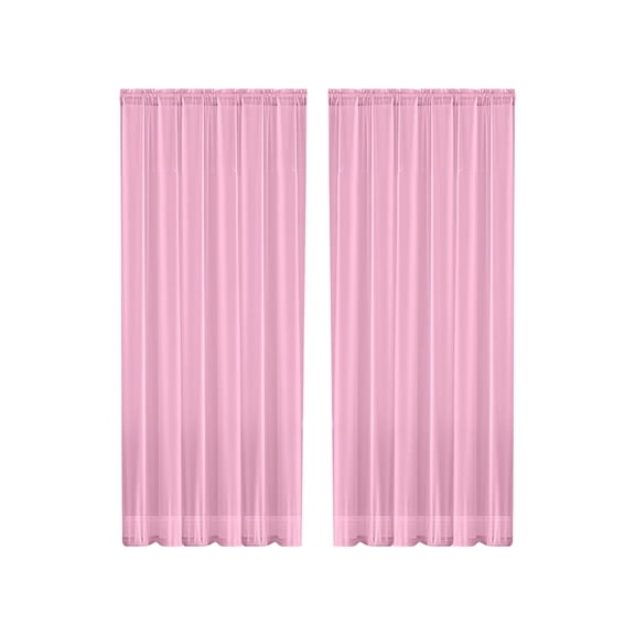 AYktou Solid-Color Semi Sheer Curtains, 52×84 Inch Rod-Pocket Style Light Sheer Filtering Vertical Window Drapery Wrinkle-Proof Curtain Drapes for Bedroom Living Room, Pink 2 Panels