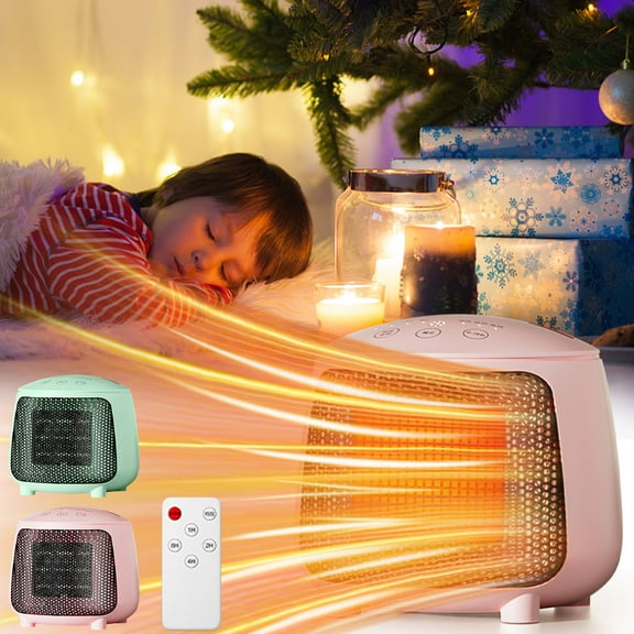 AYktou Space Heaters-7.1" Portable Lightweight Electric Heater with Remote Control and Tip-Over Protection,3 Speeds Temperature,1000W Ceramic Fast Safe Energy Efficient Heater for Office Bedroom