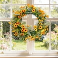 thumbnail image 1 of AYktou Spring Wreaths for Front Door, 13.8 Inch Artificial Flowers Cluster Summer Wreath Lifelike Daisy Lavender Leaves Wall Hanging Decor Faux Flower Rings for Festival Party Indoor Outdoor Decor, 1 of 6