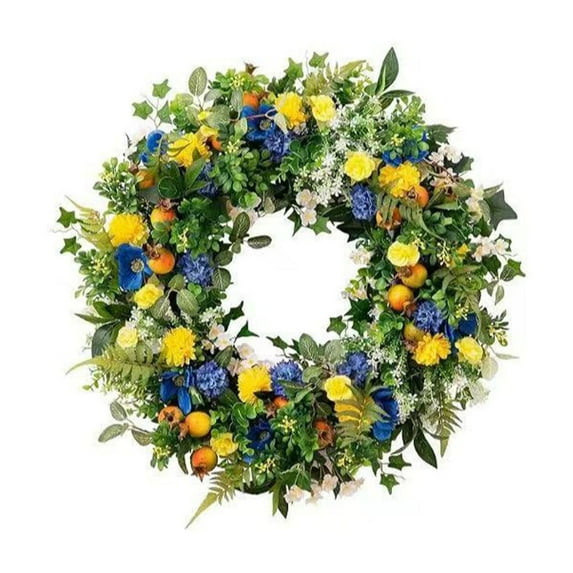AYktou Spring Wreaths for Front Door- Large Spring Wreath Holiday Decoration Patio Door Decorations Wall Hanging Decorations Wreaths Home Faux Flowers