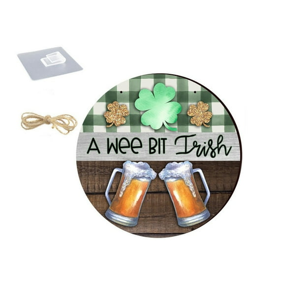 AYktou St Patricks Day Decorations,11.8"x 11.6" Cloversleaf Beer Decoration Wooden s Hangings For Front Doors Walls