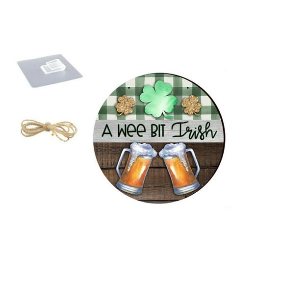 AYktou St Patricks Day Decorations,7.87"x7.76" Cloversleaf Beer Decoration Wooden s Hangings For Front Doors Walls
