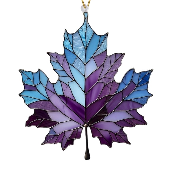 AYktou Stained Glass Window Hanging, Maple leaf Shaped Suncatcher for Window Hanging, Thanksgiving Hallowmas Light Catchers Ornaments Pendant for Door Indoor Garden Sun Catchers Decoration