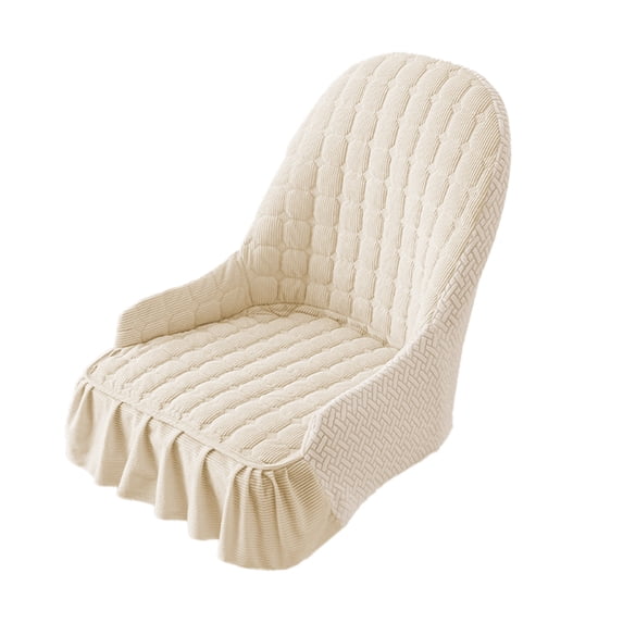 AYktou Stretch Chair Covers for Dining Room, Thick and Warm Chair Slipcovers Washable Backrest Stool Covers with Skirt Hem, Universals Chair Cover Cushion for Banquet Party Chairs Decor, White