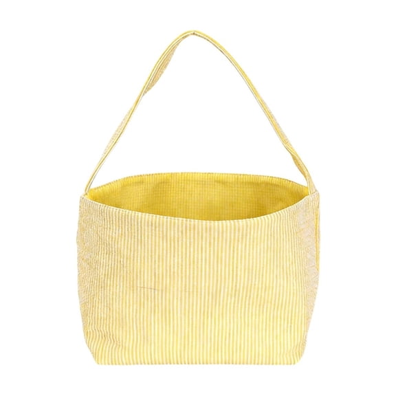 AYktou Striped Pattern Holiday Gift Baskets, Large-Capacity Simple Family Storage Bags Easter Egg Hunt Stuffer Gift Bags Foldable Canvas Handbags for Daily Clutter Organization and Storage