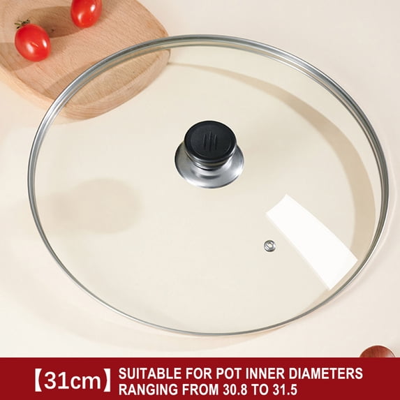 AYktou Tempered Glass Lids for Pots and Pans, Glass Pot Lid Cookware Round Frying Pan Lid, Crock Pan Cover with Stainless Steel Rim, Replacement Frying Pot Covers for Daily Cooking, Dishwasher Safe