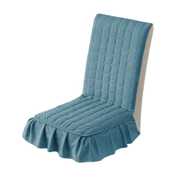 AYktou Thickened Chair Covers for Dining Room, Fully Covered Stool Cover Universals Chair Cushions Washable Chair Slipcovers Quilted Chair Covers with Skirt Hem Banquet Party Chairs Decor, Blue