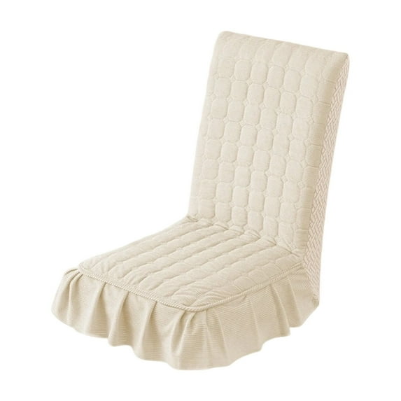 AYktou Thickened Chair Covers for Dining Room, Fully Covered Stool Cover Universals Chair Cushions Washable Chair Slipcovers Quilted Chair Covers with Skirt Hem Banquet Party Chairs Decor, White