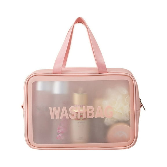 AYktou Toiletry Bag Matte Translucent Travel Makeup Bag Fit Carry-On Essential Cosmetic Bag for Travel,Bedroom,Camping, Beach( Pink)