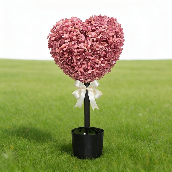 AYktou Topiary Trees Artificial Outdoor Heart Shaped Fake Plants, Faux Boxwood Decoration Ball Tree with Planter Pots Valentines Trees for Indoor Outdoor Decor Home Porch Hotel Hall Welcome Tree