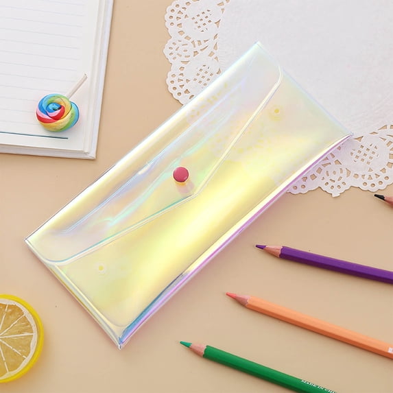 AYktou Transparent Pencil Case, Large Capacity Multifaceted Fasten Pencil Bags Portable Stationery Storage Bag Waterproof PVC Pencil Pouch Makeup Brush Bag for Travel Office Home