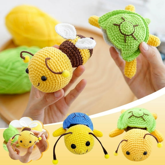 AYktou Turtle Bee Crochet Kits for Adults - DIY and Complete Crochet Kit for Beginners,Experts,Adults and Kids,Multicolor Beginner Set Includes Yarn,Hook
