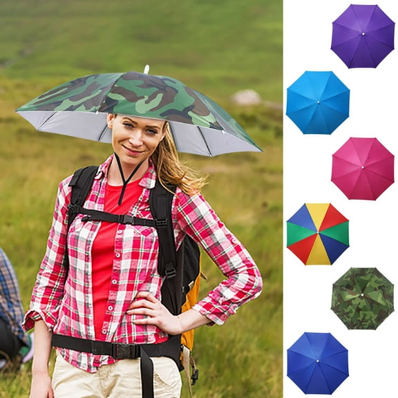 AYktou Umbrella Hat-Colorful Mini Umbrella,27" Rain Hat Beach Umbrella Hats,Funny Hats can Free Hands,Folding Adjustable Umbrella Hats for Adults,Waterproof Party Hats for Fishing Gardening Outdoor