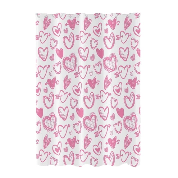 AYktou Valentine Shower Curtains for Bathroom Decor, 35.4×70.9 Inch Heart-Shaped Print Toilet Partition Curtain with 12 Shower Curtain Hooks, Romantic Love Decor Blindfold Door Curtain