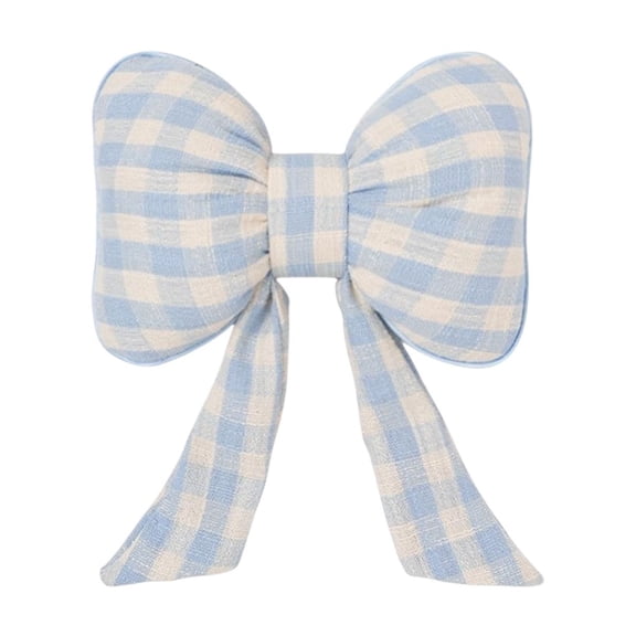 AYktou Valentine's Day Bow Throw Pillows, 11×9 Inch Checkered Bow Ribbon Waist Pillow Sofa Chair Lumbar Pillow Support Home Decor Mother's Day Birthday Gifts for Girlfriend Mom Sister Friend, Blue