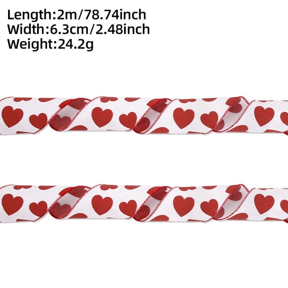 AYktou Valentine's Day Heart-Printed Ribbon for Gift Wrapping, Heart Print Wired Edge Ribbons for Bows Wreaths DIY Crafts Floral Arrangements, Romantic Party Decorations Handmade Gifts Box