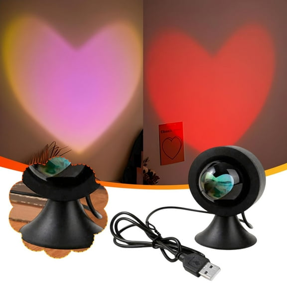 AYktou Valentine's Day Heart Projector Lights, USB Projection Lamp LED Desk Lamp Heart Patterns Ceiling Night Light Background Light Photography Decorative Lamp Festive Ambiance Lights