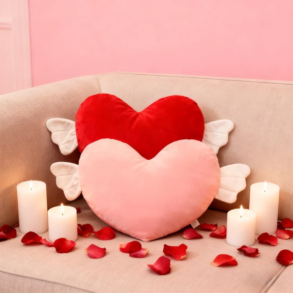 AYktou Valentine's Day Heart-Shaped Throw Pillow, 18×14 Inch Soft Fluff Pillow Cushion Living Room Sofa Pillows Doll Anniversary Birthday Gift Lumbar Pillow Surprise for Girlfriend Wife Mom, Red