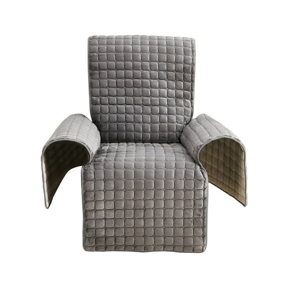 AYktou Velvet Recliner Chair Covers, 21×75 Inch Nonslip Large Recliner Sofa Covers with Elastic Straps, Comfortable Armrest Sofa Cover Cushion Furniture Protectors for Dog Pets Catching, Gray