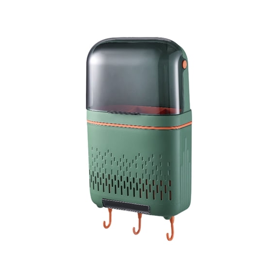 AYktou Wall-Mounted Flip-Top Tableware Storage Basket, Multiple Compartments Chopsticks Holders Storage Box Draining Cage with Hooks, Kitchen Cutlery Racks Fork Spoon Organizer Hanging Rack