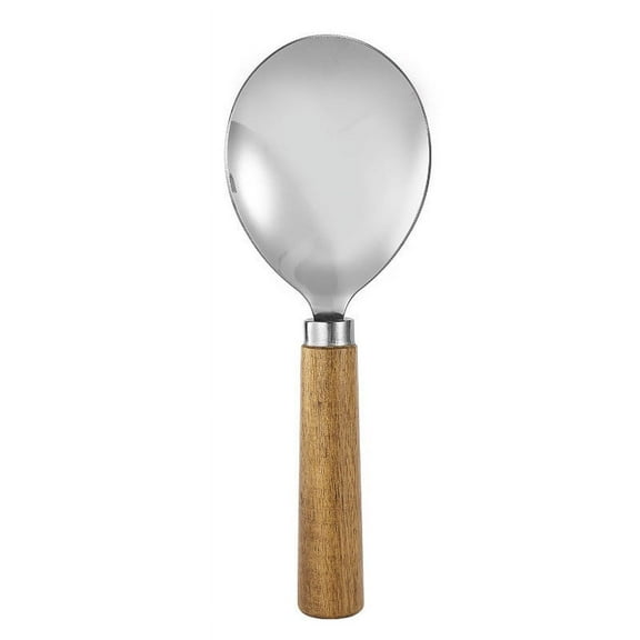 AYktou Wooden Handle Stainless Steel Salad Fork & Spoon, 19.5 Inch Heavy Duty Restaurant Utensils Set Vegetable Salad Fork Rice Spoon - Kitchen Accessories Spoon Fork Optional, Spoon