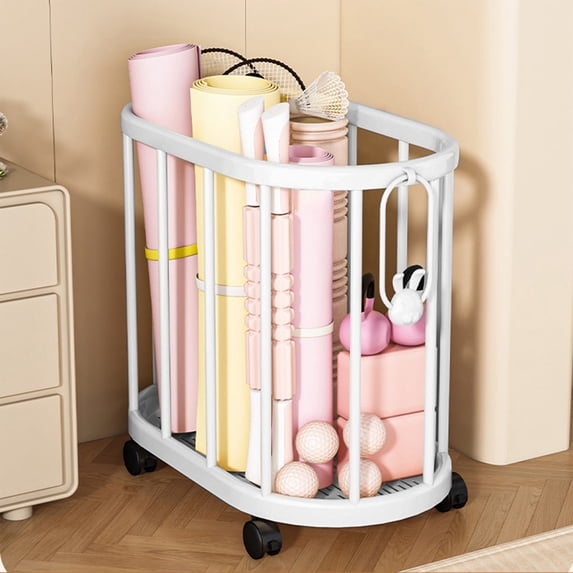 AYktou Yoga Mat Storage Racks with Roller, Movable Home Gym Storage ...