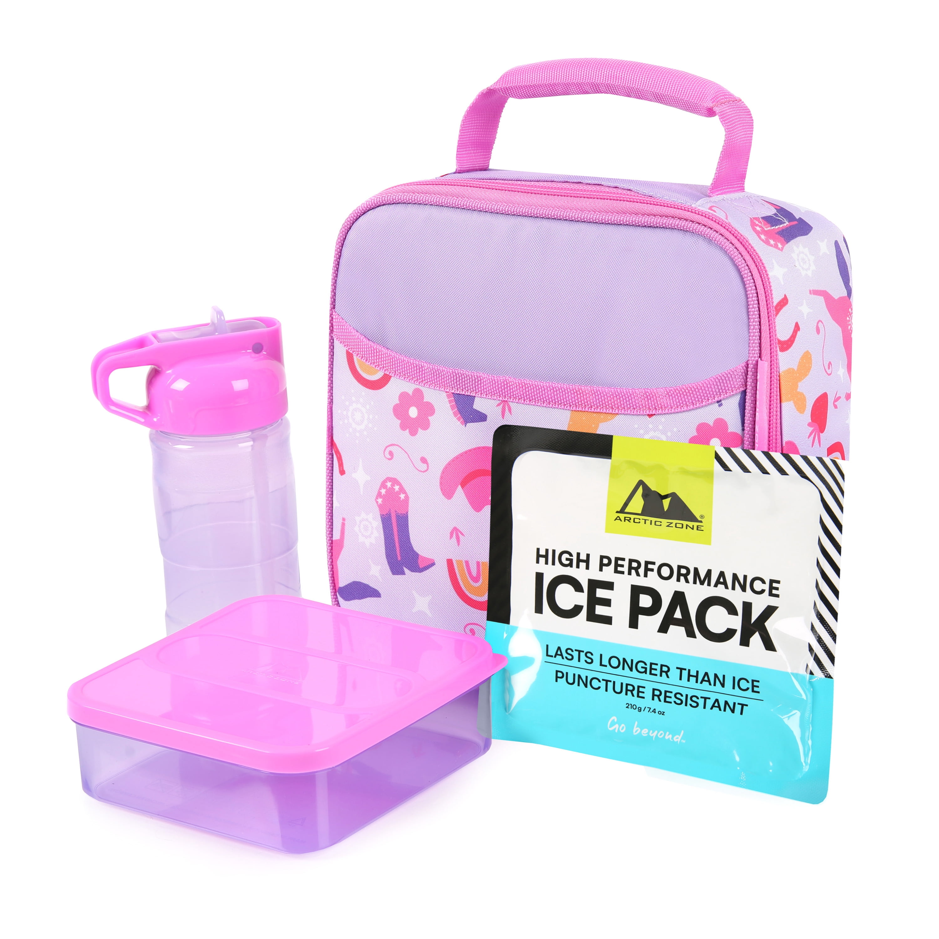 Arctic Zone Combo Lunch Box, Rainbow Western, Includes Food Container, Water Bottle, and Ice Pack