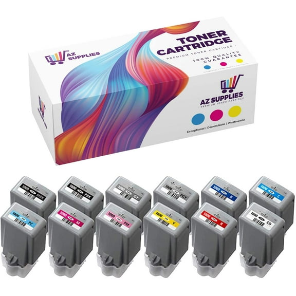 AZ Compatible Ink Cartridge Replacement for Canon PFI-1000 use in imagePROGRAF PRO-1000 (PB,MB,C,M,Y,R,PM,GY,PC,CO,PG,B 12-Pack)