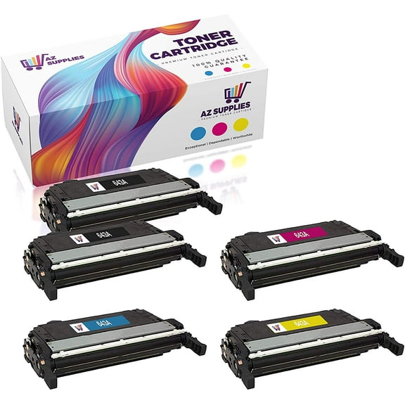 AZ Compatible Toner Cartridges Replacement for HP 643A (Q5950A / Q5951A / Q5952A / Q5953A) 5 Pack Set - 2 Black / 1 Cyan / 1 Magenta / 1 Yellow Use In Color LaserJet 4700 4700DN 4700DTN 4700N 4700PH+