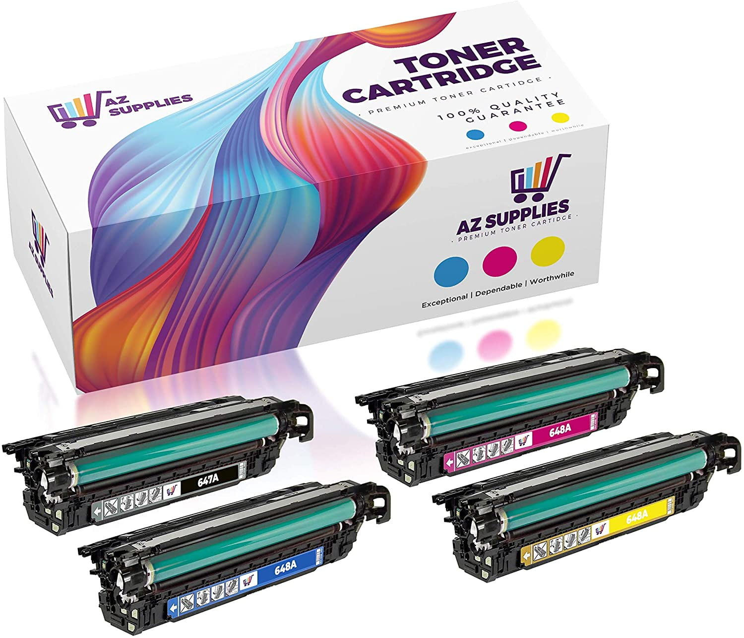 SET 4 TONERS ORIGINAUX HP 647A (noir) + 648A (CYM) - Pour CP4025/4525