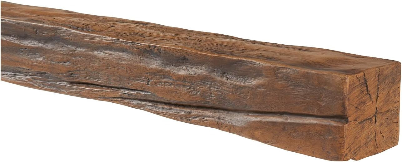 Burnished Faux Wood Fireplace Mantel Beam, 48" x 4" x 4"