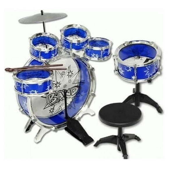 AZ Import AZImport PS75A Blue Kids Drum Set Musical Instrument Toy Playset&#44; Blue - 11 Piece