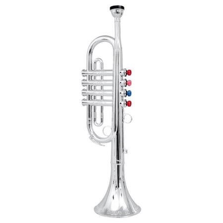 AZ Import Azimport PS06B Metallic Silver Kids Trumpet Horn Wind Instrument with 4 Colored Keys