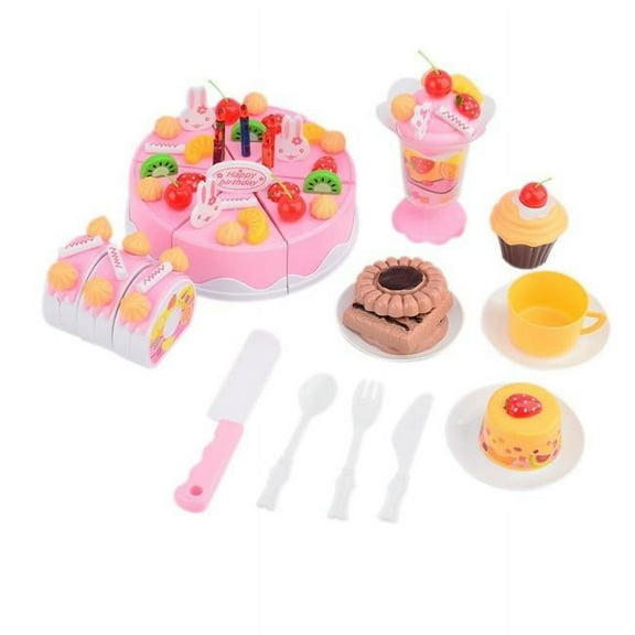 AZ Import PS919 Birthday Cake Pretend & Play Food Toy Set, Pink - 75 Pieces
