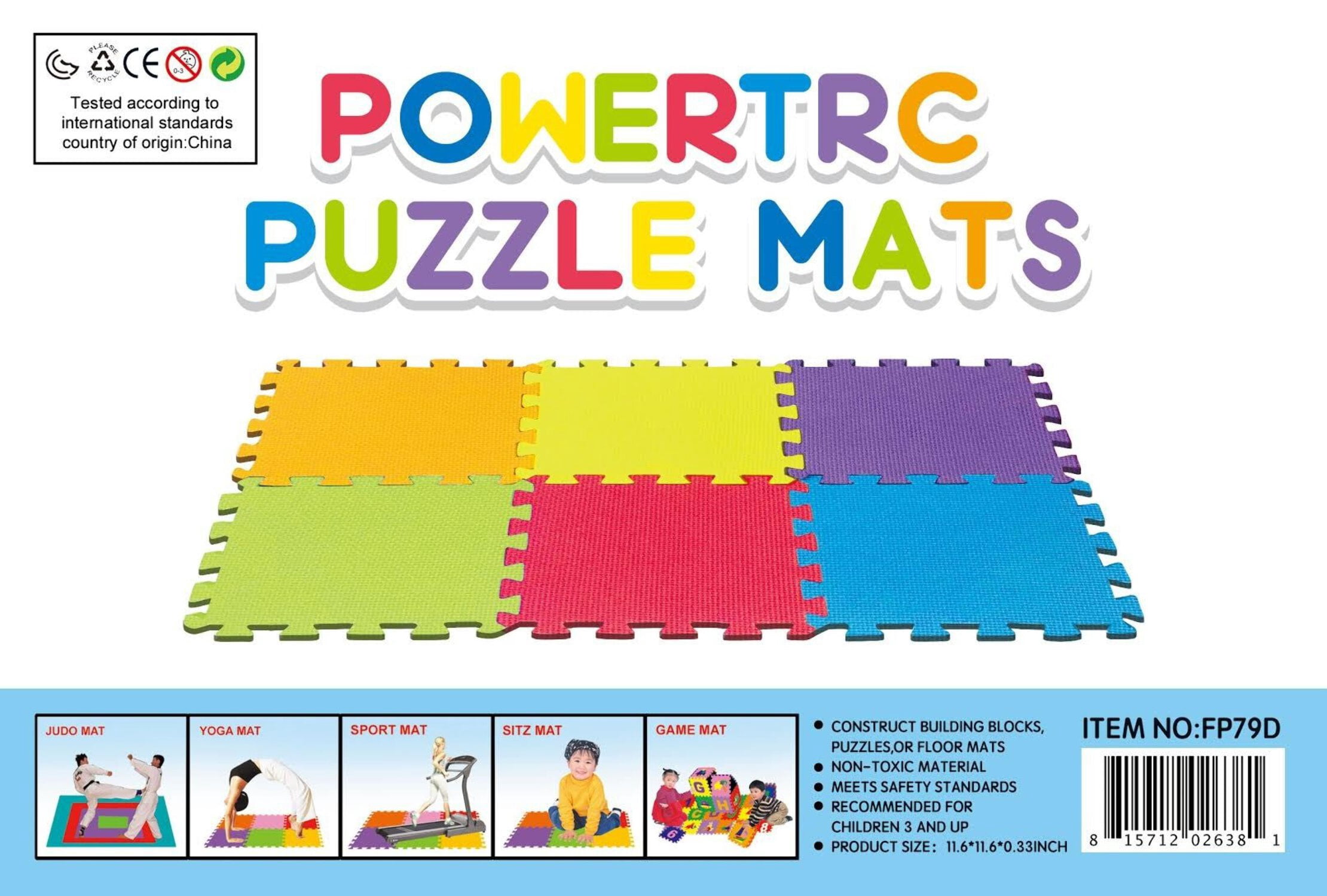 Foam Puzzle Mat 10 12"x12" Connectable Pieces