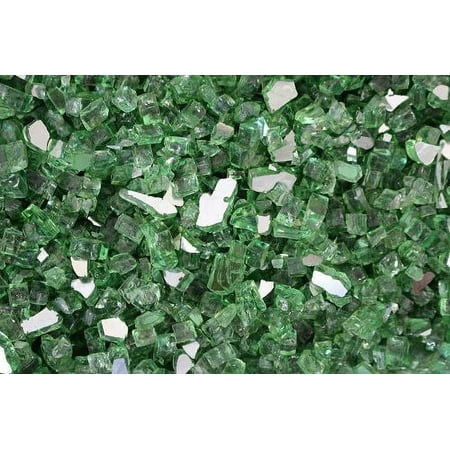 Reflective Fire Pit Fire Glass in Green, 10 Pounds