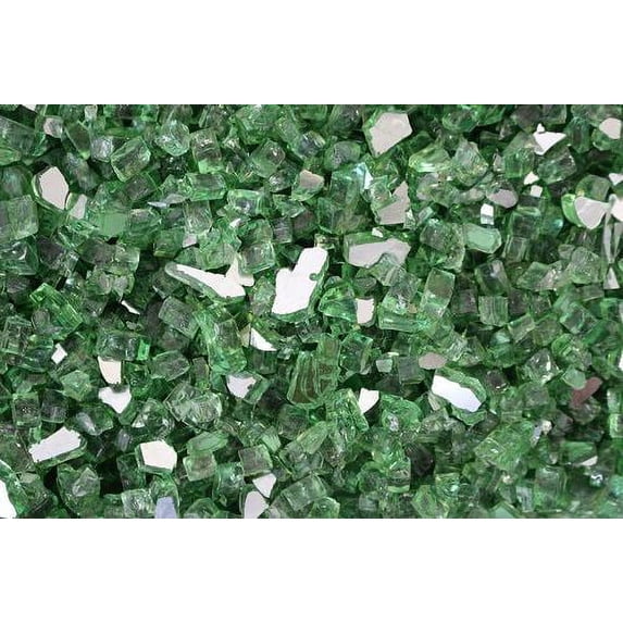 Reflective Fire Pit Fire Glass in Green, 10 Pounds