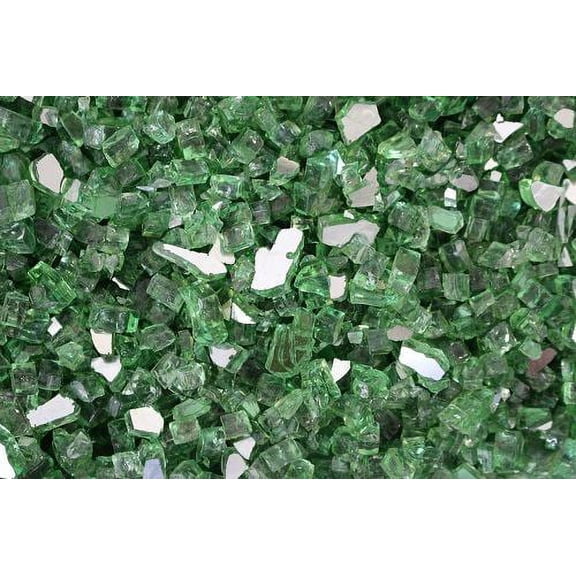 Reflective Fire Pit Fire Glass in Green, 10 Pounds