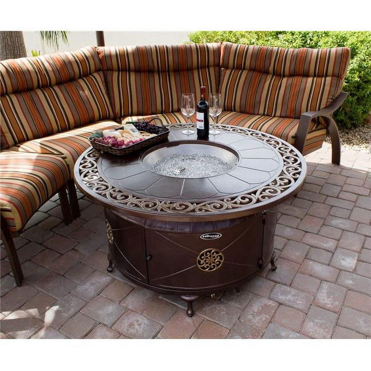 Round Gray Aluminum Fire Pit Table with Stainless Steel Burner