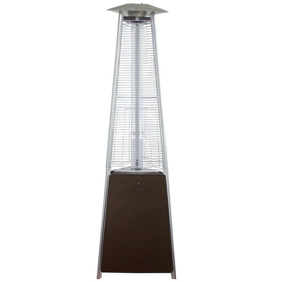 Hiland NG-GT-BRZ Natural Gas Commercial Glass Tube Patio Heater w/Wheels, 42,000 BTU, Variable Heat Control, Pyrmaid, Bronze