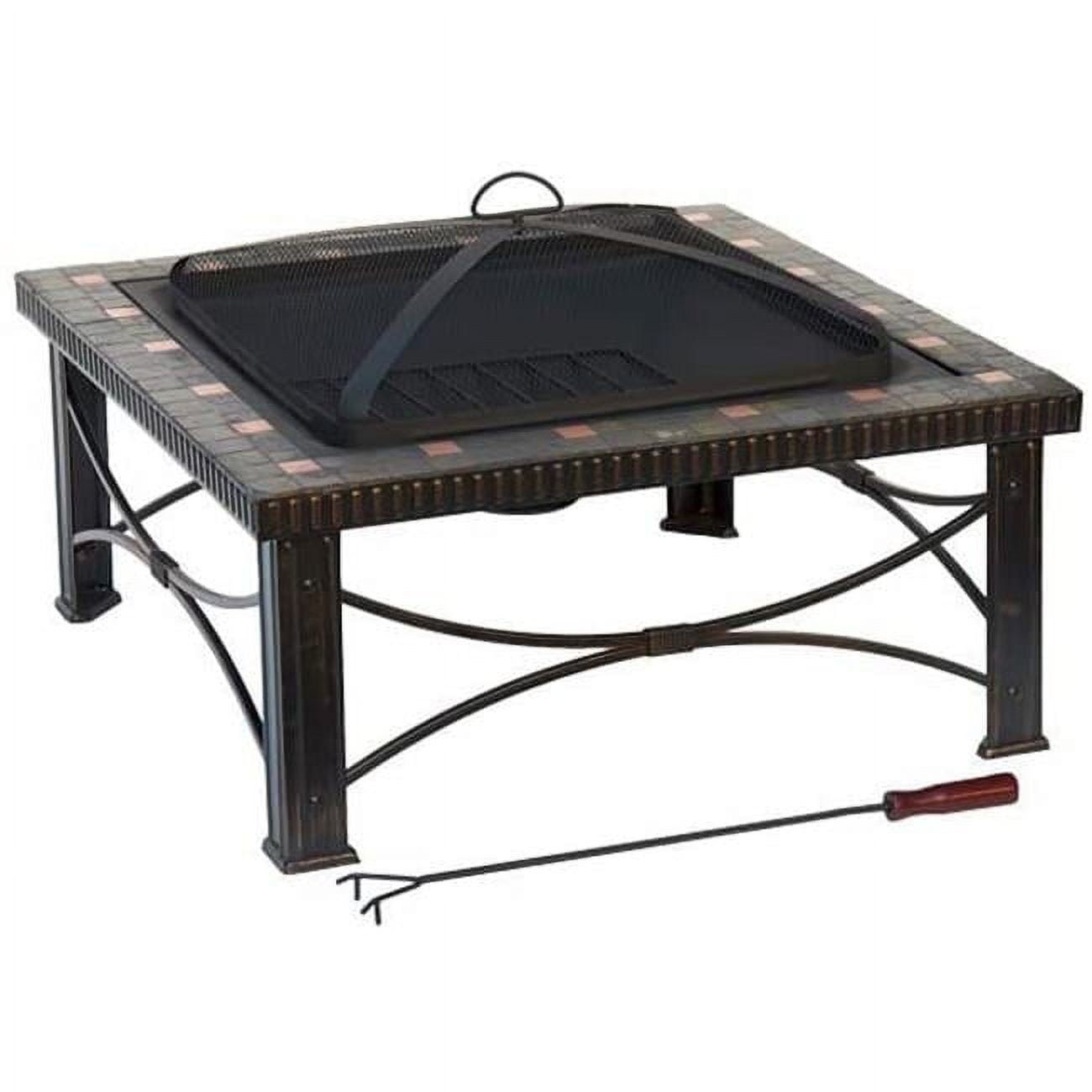 AZ Patio Heaters FTB-51161B Slate Tile Square Wood Burning Fire Pit, Antique Black - 19.5 x 30 x 30 in. AZ Patio Heaters FTB-51161B Slate Tile Square Wood Burning Fire Pit, Antique Black - 19.5 x 30 x 30 in.