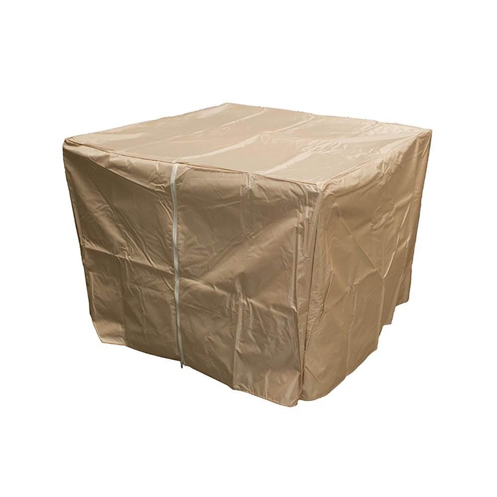 Tan Heavy Duty Square Fire Pit Cover with Zipper Closure