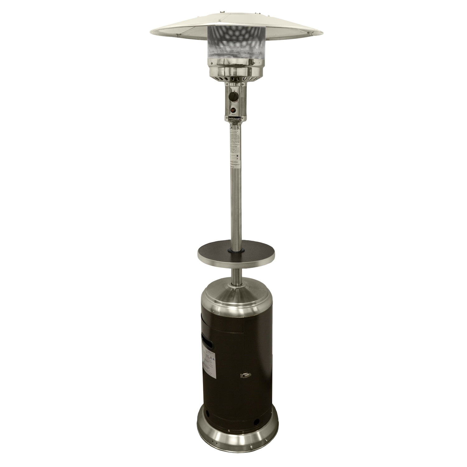 Hammered Bronze and Stainless Steel Propane Patio Heater with Table