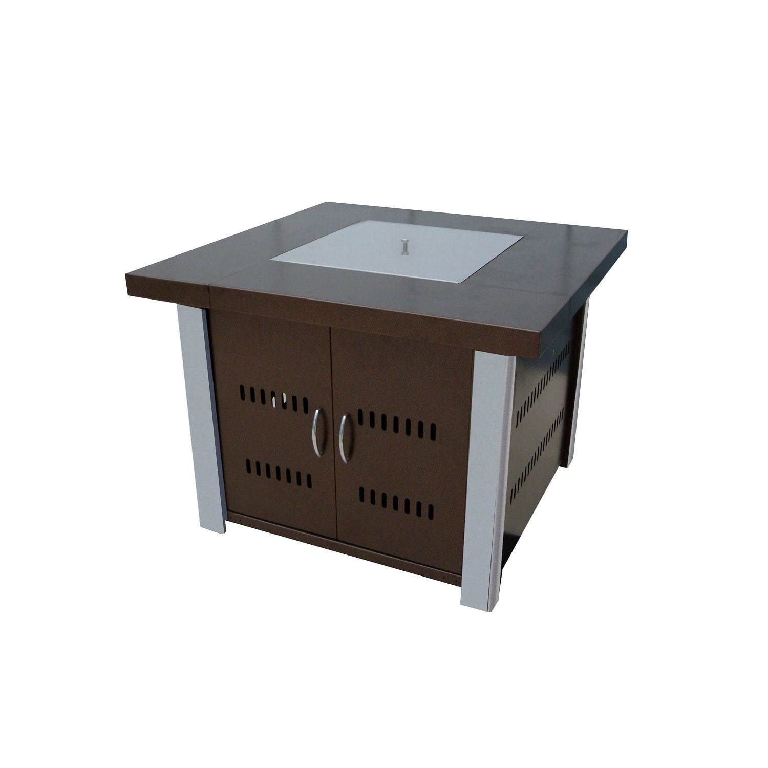 38-Inch Hammered Bronze and Stainless Steel Gas Fire Pit Table