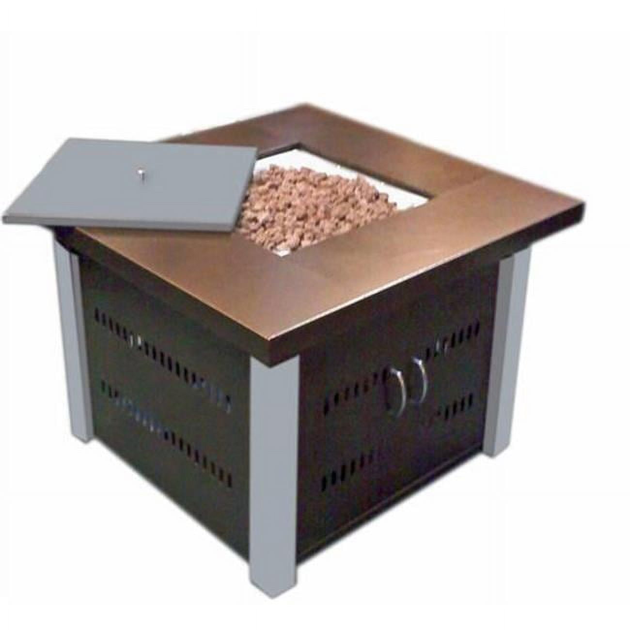 38-Inch Hammered Bronze and Stainless Steel Gas Fire Pit Table