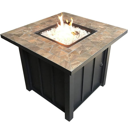 AZ Patio Heaters - Square Tile Top Fire Pit - Black