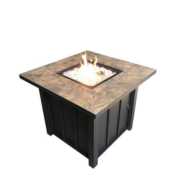 30-Inch Square Slate Top Bronze Gas Fire Pit Table